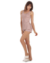 Women's Soft Rib Slub Knit Tank Top with Side Slits : Color: Pink