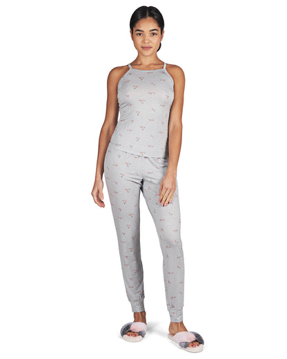 Women's Ditsy Floral Bamboo Blend Thin Strap Tank Top : Color: Gray