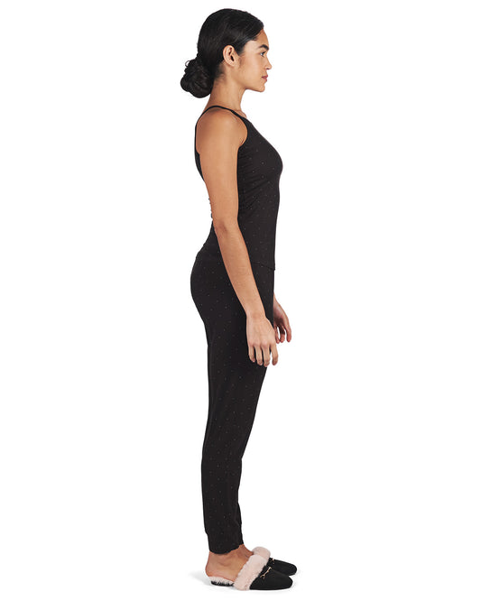 Women's Allover Polka Dot Soft Bamboo Blend Tank Top : Color: Black