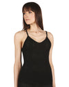 Women's 100% Cotton Pointelle Rib Knit Seamless Tank Top : Color: Black