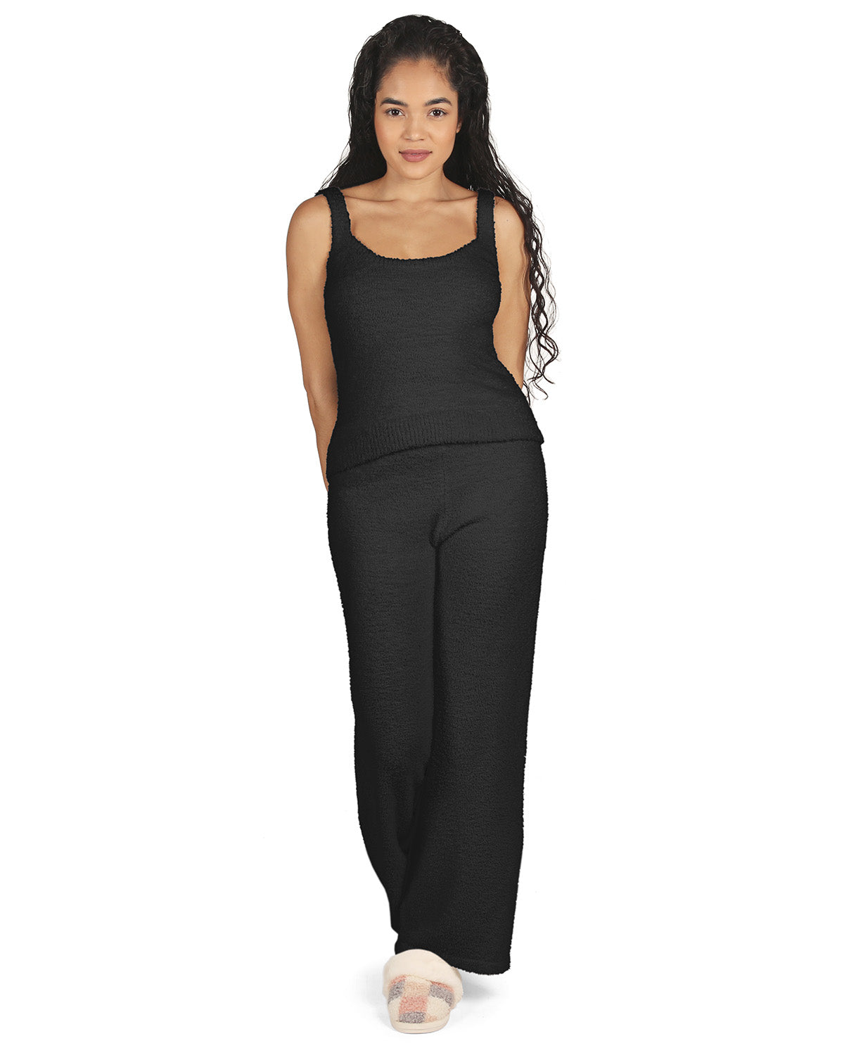 Women's Soft Cozy Knit Comfy Scoop Neckline Tank Top : Color: Black