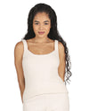 Women's Soft Cozy Knit Comfy Scoop Neckline Tank Top : Color: Ivory