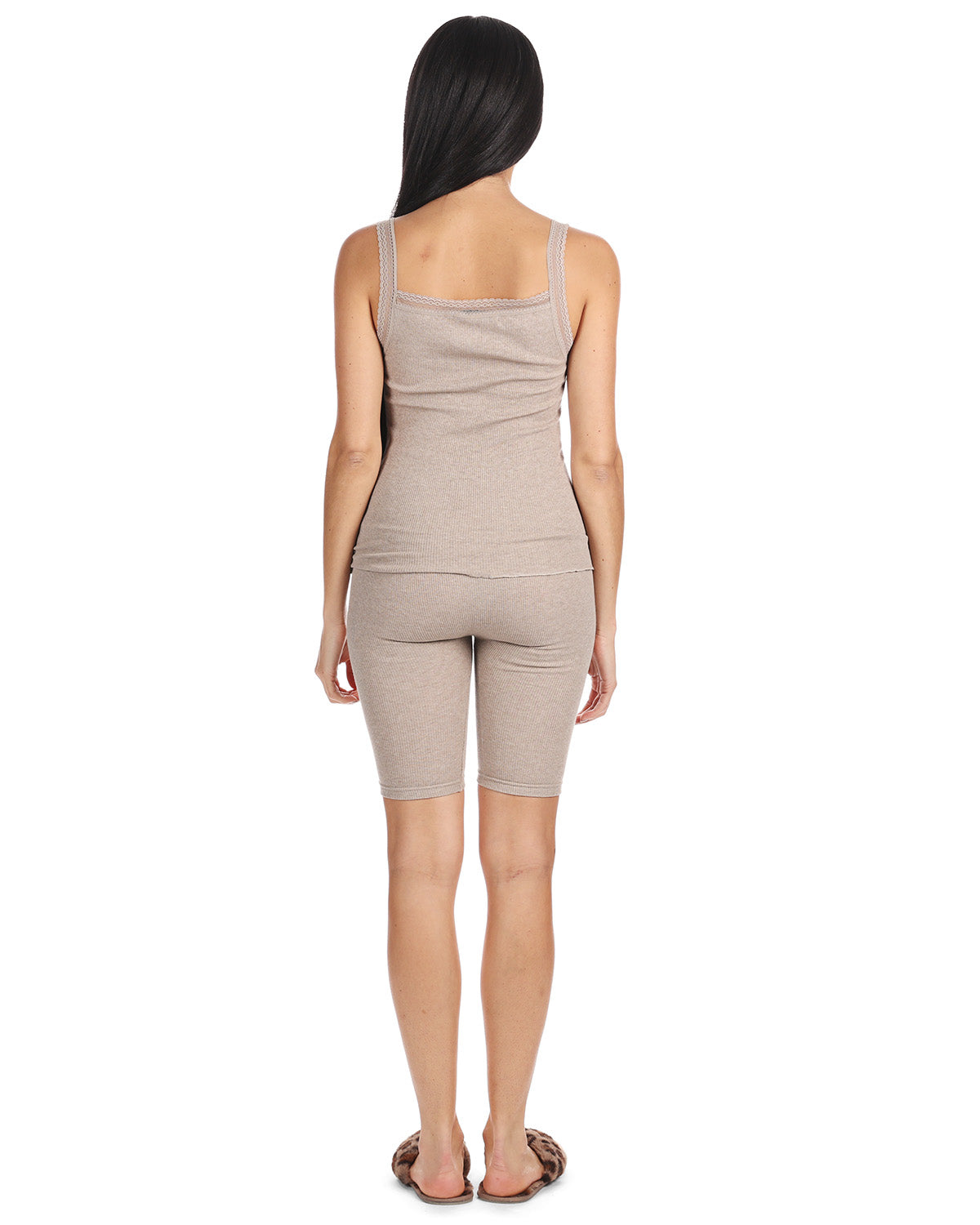 Women's Organic Cotton Seamless Ribbed Lace Camisole : Color: Beige Heather