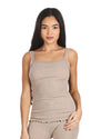 Women's Organic Cotton Seamless Ribbed Lace Camisole : Color: Beige Heather
