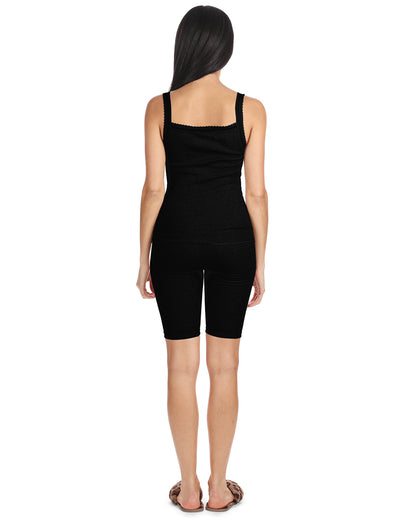 Women's Organic Cotton Seamless Ribbed Lace Camisole : Color: Black