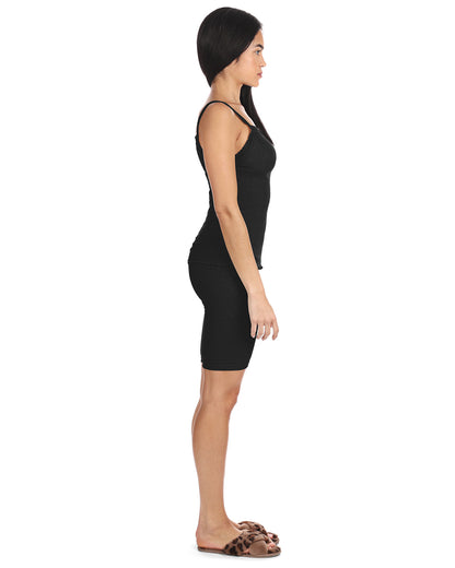 Women's Organic Cotton Seamless Ribbed Lace Camisole : Color: Black