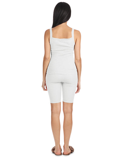 Women's Organic Cotton Seamless Ribbed Lace Camisole : Color: White
