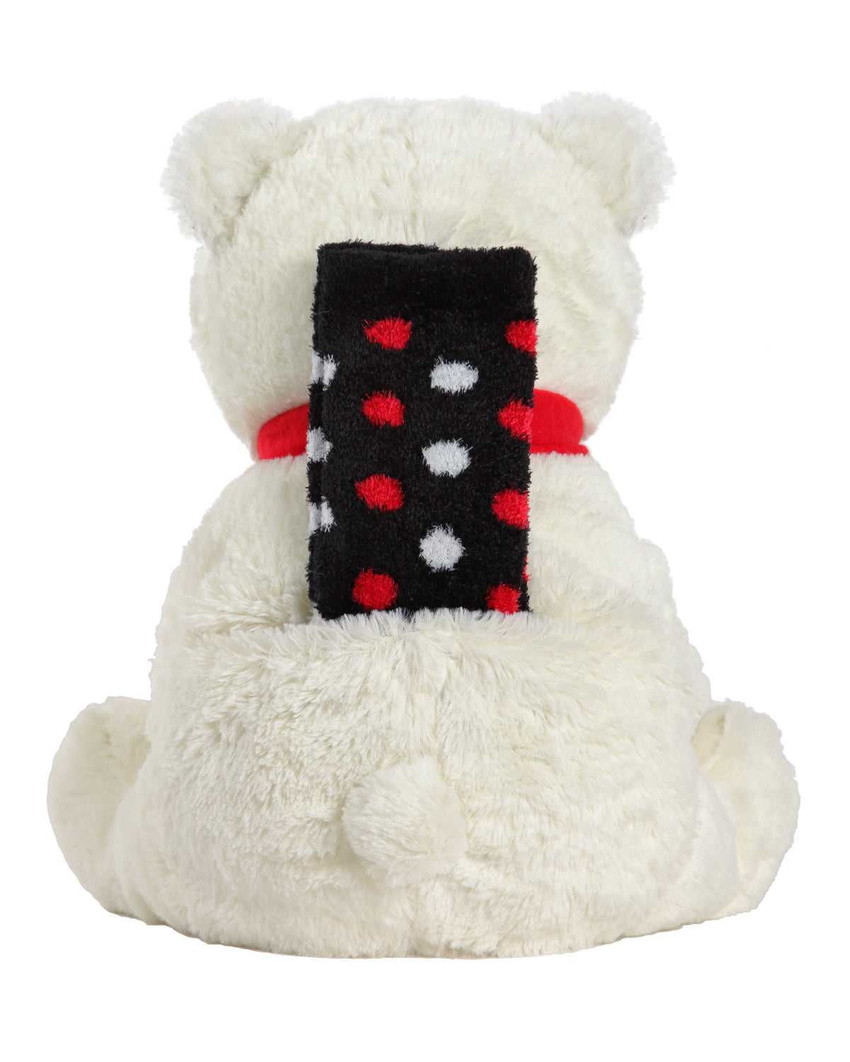 Cozy Buddies Stuffed Bear with Matching Polka Dot Sock : Color: White