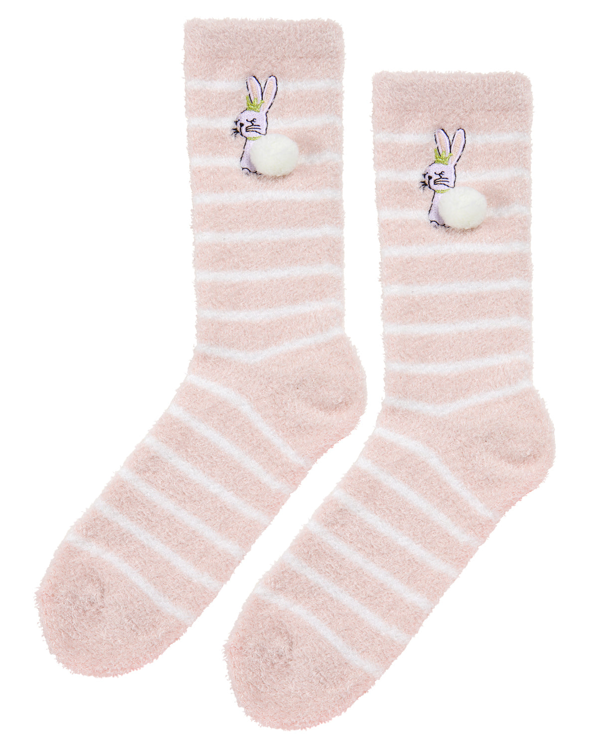 Cozy Buddies Stuffed Bunny with Matching Striped Sock : Color: Gray