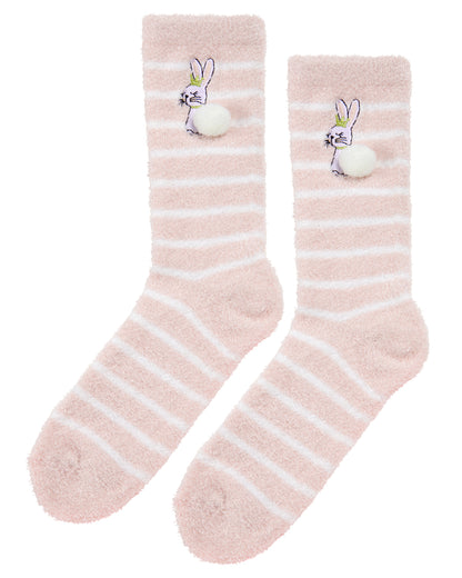 Cozy Buddies Stuffed Bunny with Matching Striped Sock : Color: Gray