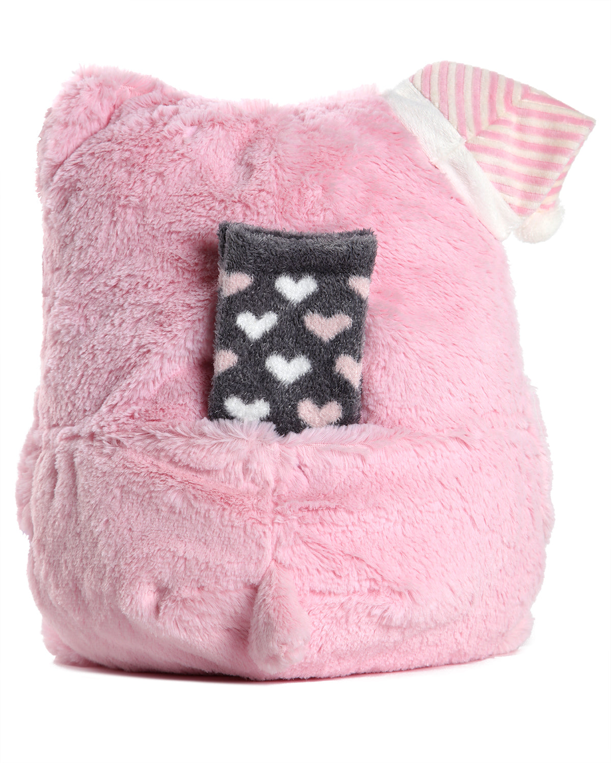 Cozy Buddies Stuffed Owl with Matching Heart Sock : Color: Pink