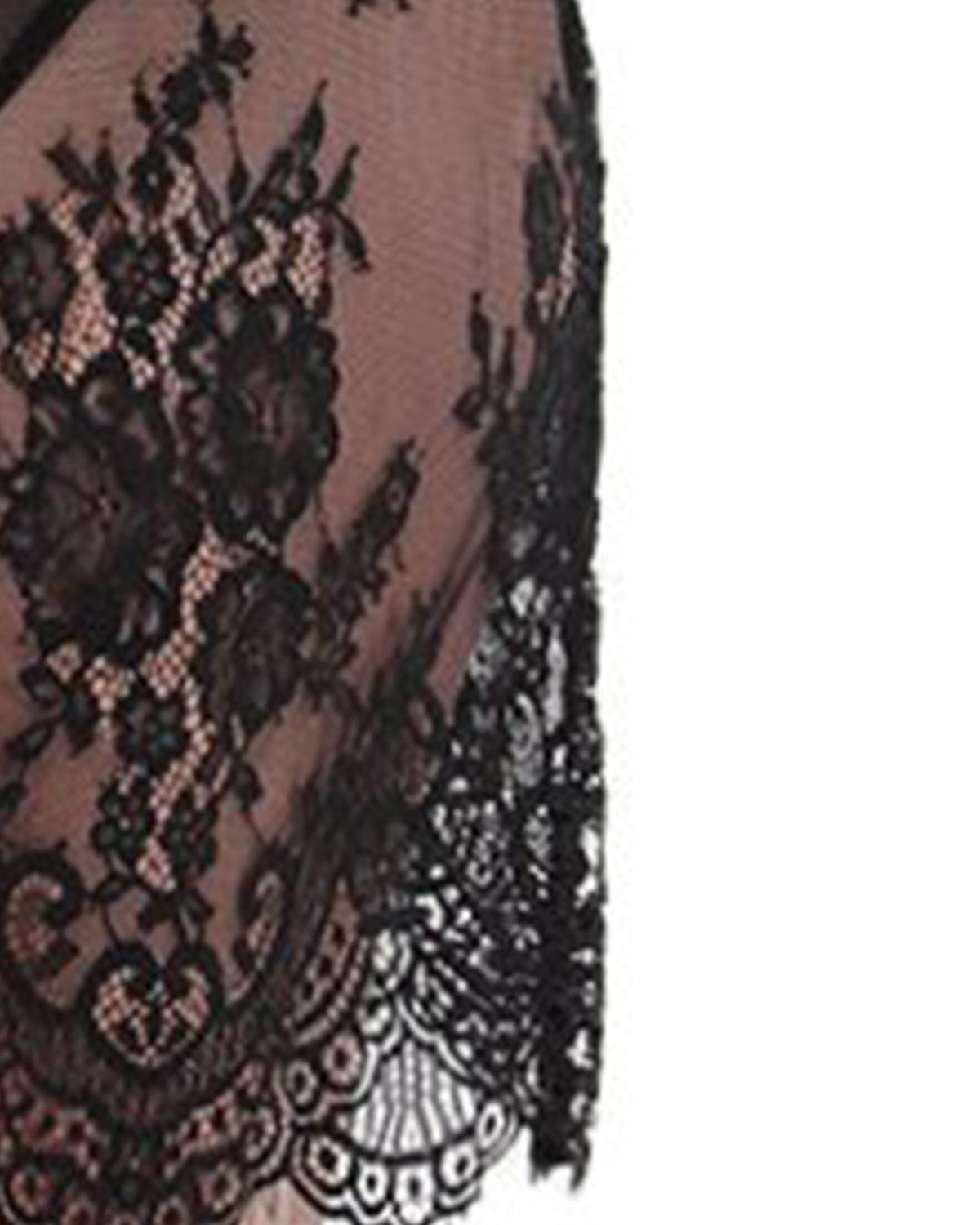 Women's Chantilly Lace Chemise with Eyelash Scalloped Hem : Color: Limo Black