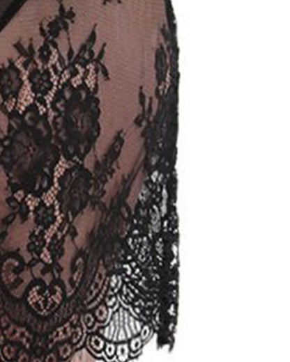 Women's Chantilly Lace Chemise with Eyelash Scalloped Hem : Color: Limo Black