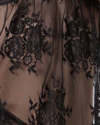 Women's Chantilly Lace Chemise with Eyelash Scalloped Hem : Color: Limo Black