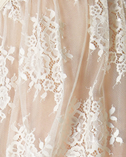 Women's Chantilly Lace Chemise with Eyelash Scalloped Hem : Color: Vanilla Ice