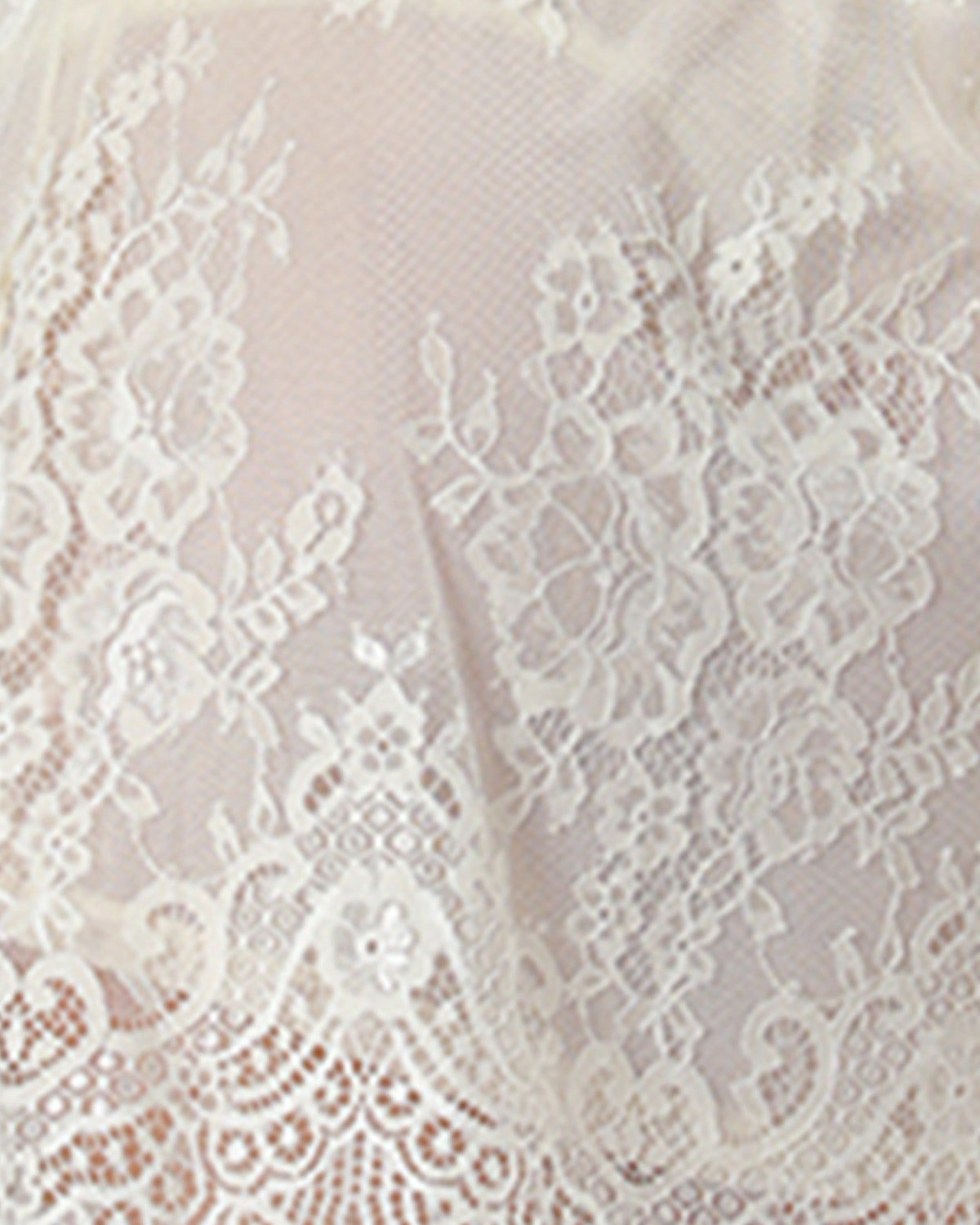 Women's Satin Trim Lace Chemise with Eyelash Scalloped Hem : Color: Vanilla Ice