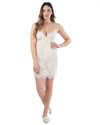 Women's Satin Trim Lace Chemise with Eyelash Scalloped Hem : Color: Vanilla Ice