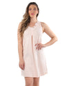 Women's Floral Lace Cotton Blend Sleeveless Chemise Robe : Color: Creole Pink