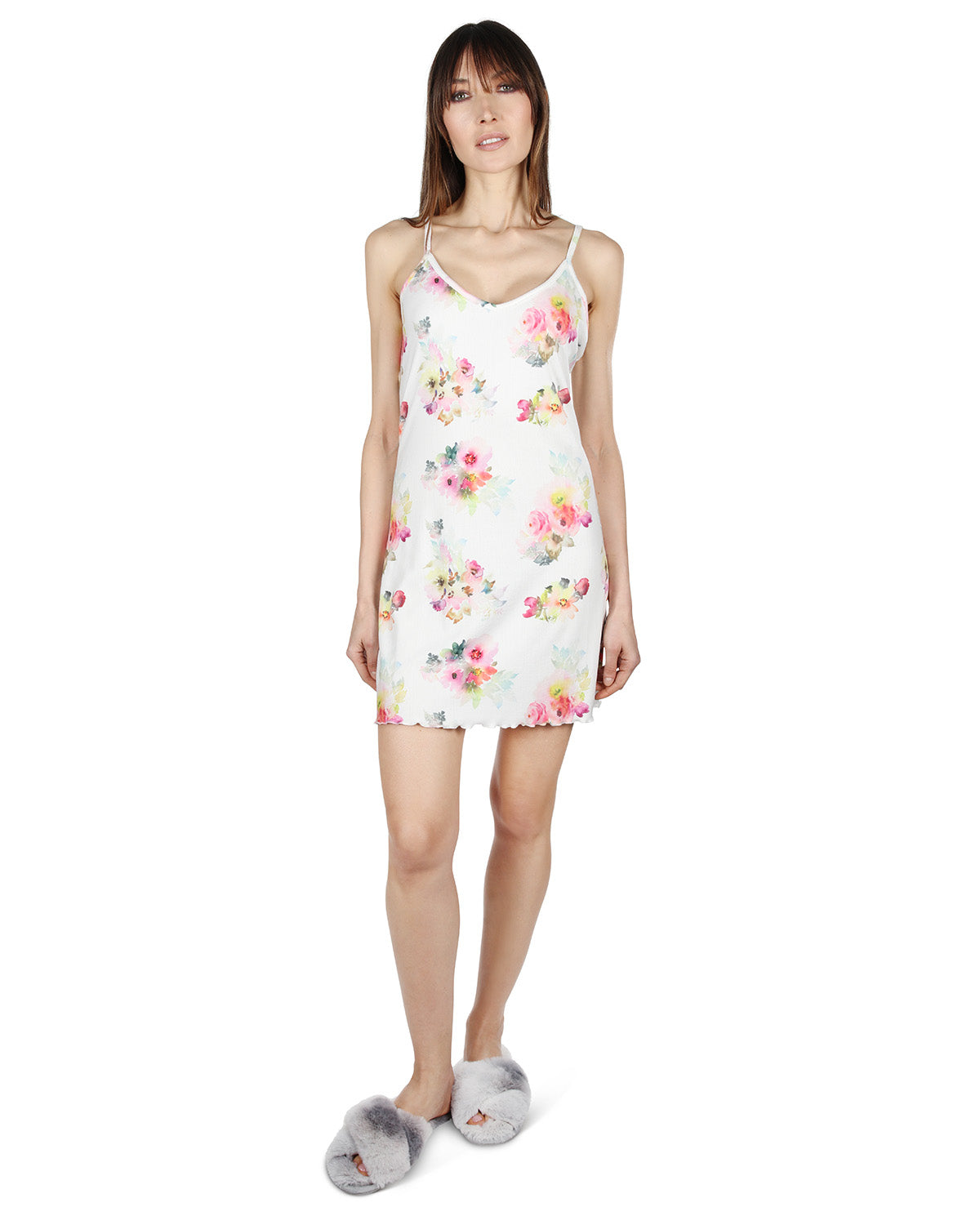 Women's Scalloped Edge Floral Chemise : Color: Blush