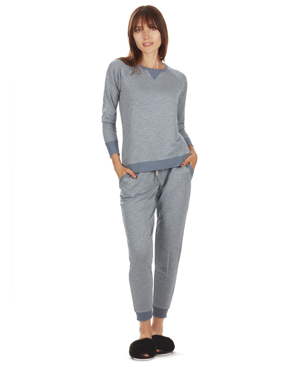 Women's Space Dye Baby Terry Bamboo Blend Jogger Pants : Color: Blue