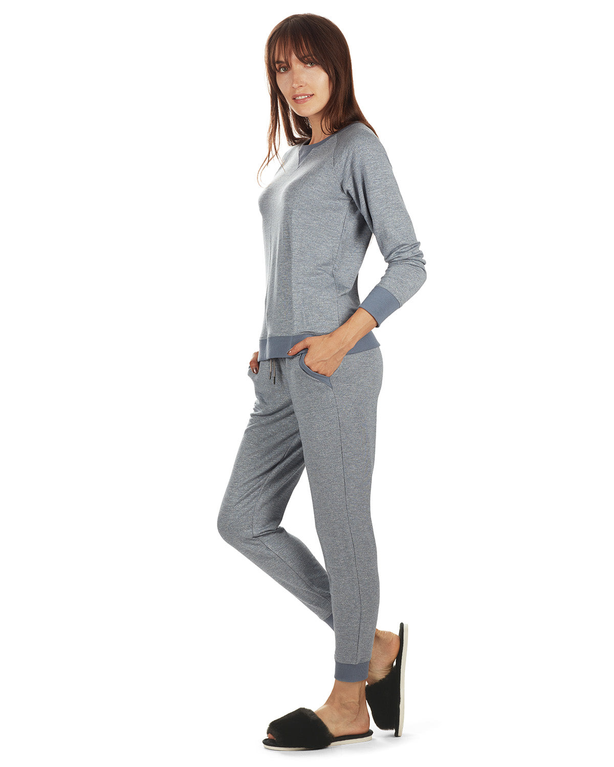 Women's Space Dye Baby Terry Bamboo Blend Jogger Pants : Color: Blue