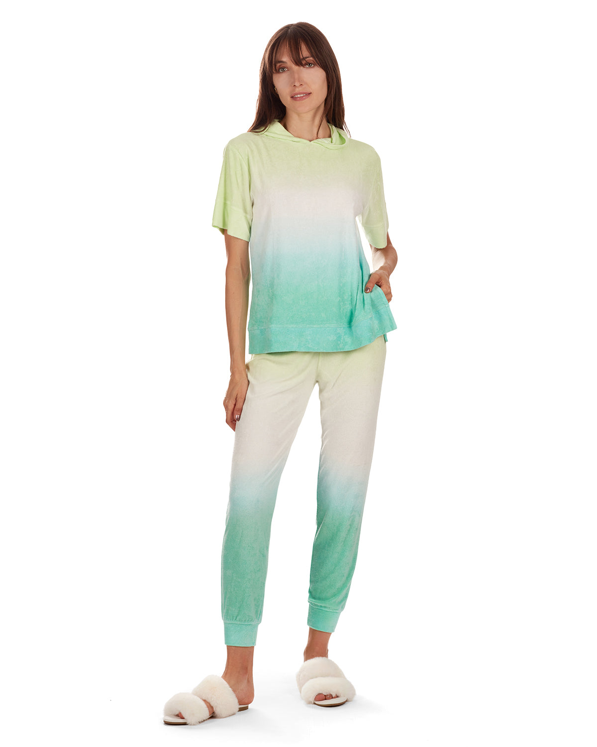 Women's Dip Dye Gradient Yummy Terry Cloth Jogger Pants : Color: Aqua