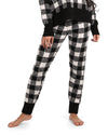 Women's Buffalo Check Soft and Cozy Knit Jogger Pants : Color: Black-Ivory