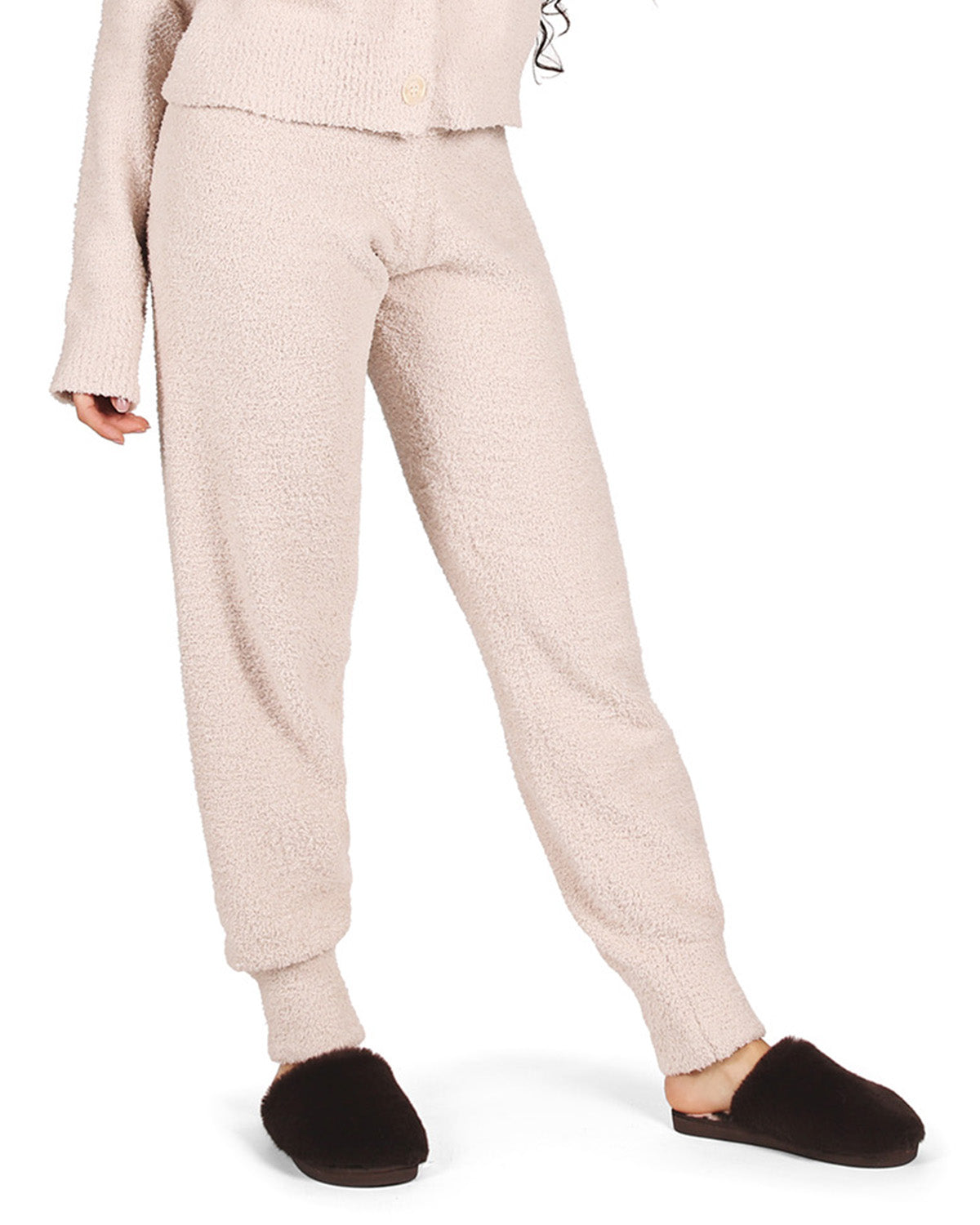 Women's Soft and Cozy Knit Casual Solid Jogger Pants : Color: Almond