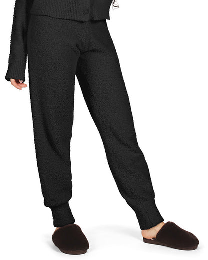 Women's Soft and Cozy Knit Casual Solid Jogger Pants : Color: Black