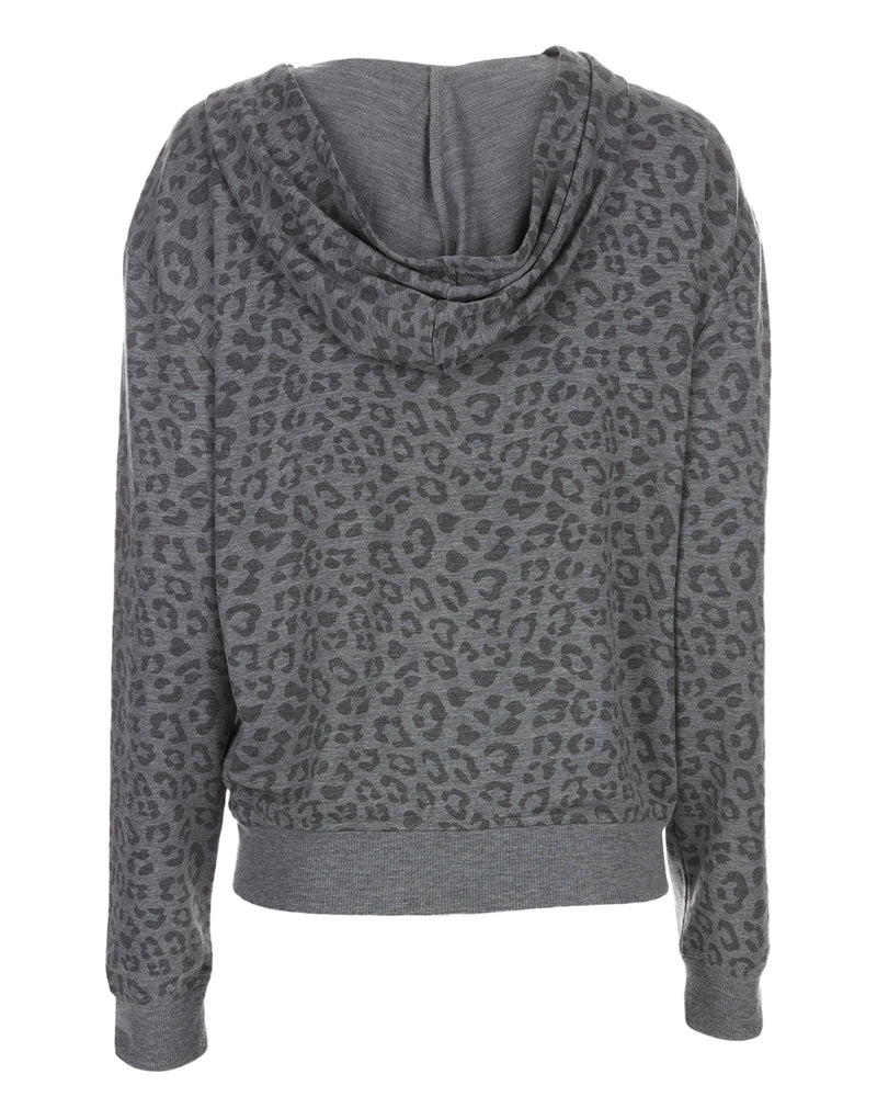 Women's Leopard Print French Terry Cloth Lounge Hoodie
