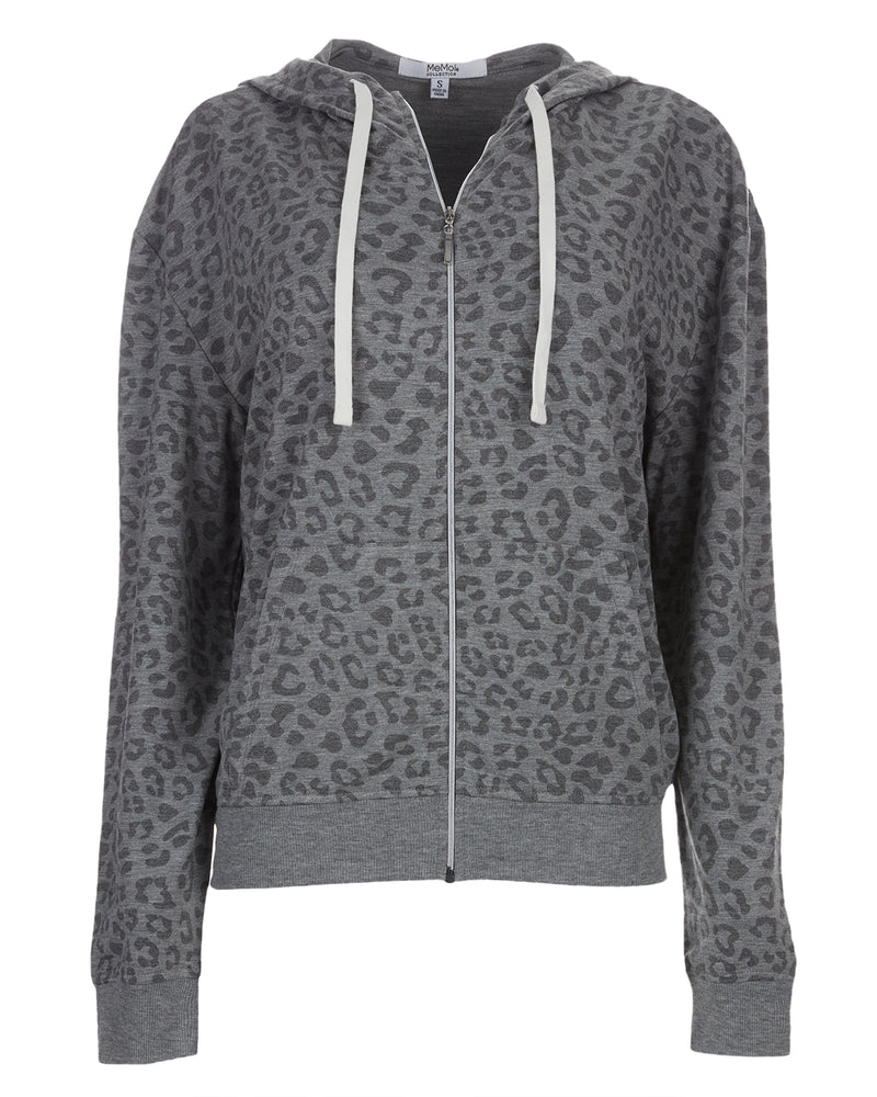 MeMoi Collection Leopard Terry Lounge Hoodie