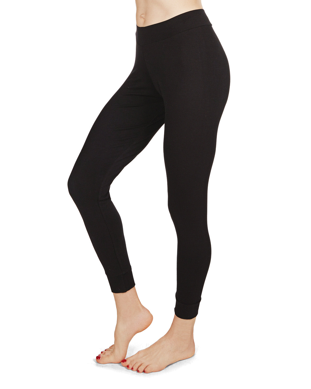 Women's Eco Basics Bamboo Blend Slim-Fit Solid Leggings : Color: BLACK