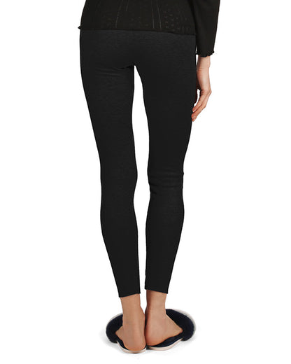 Women's 100% Cotton Pointelle Rib Knit Seamless Leggings : Color: Black