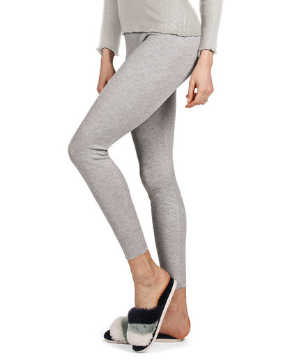 Women's 100% Cotton Pointelle Rib Knit Seamless Leggings : Color: Gray Heather