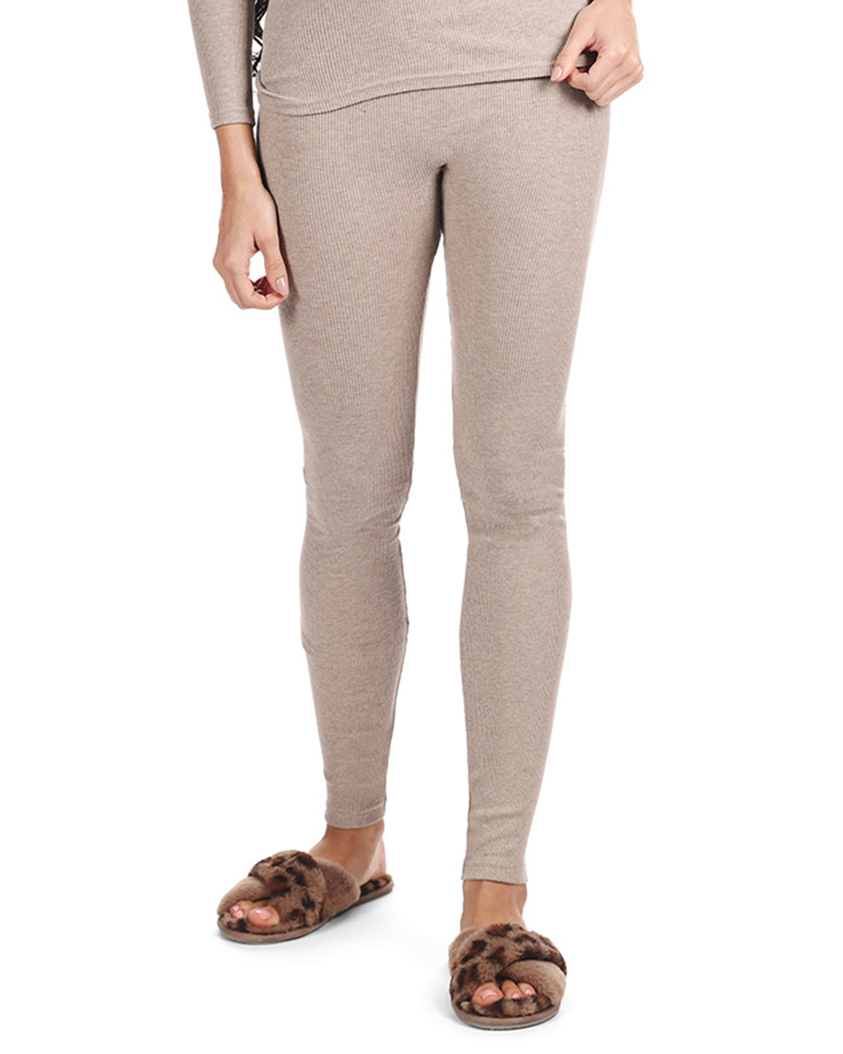 Women's Organic Cotton Classic Ribbed Leggings : Color: Beige Heather