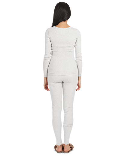 Women's Organic Cotton Classic Ribbed Leggings : Color: White
