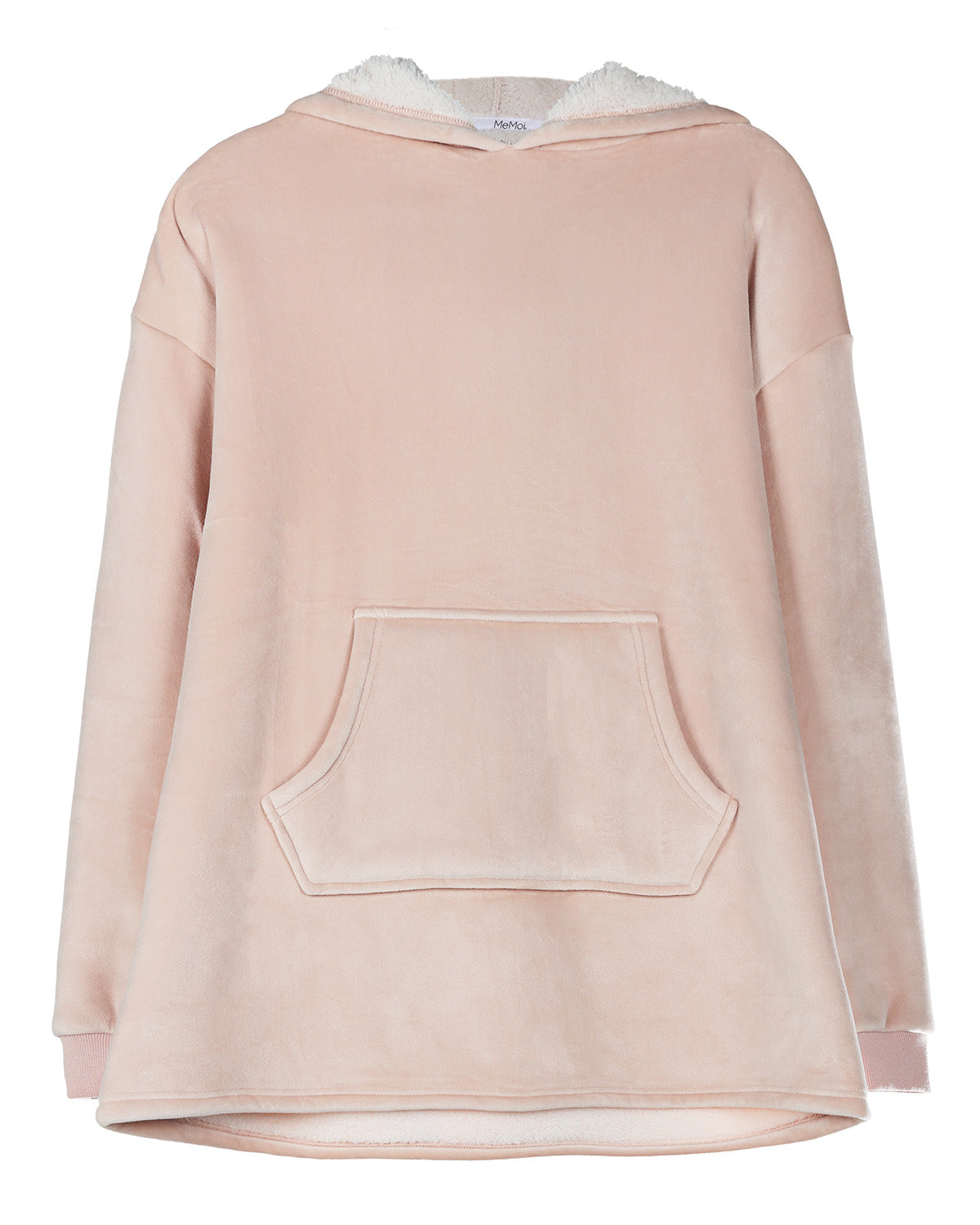 Women's Sherpa-Lined Soft Velour Hooded Lounge Top : Color: Blush