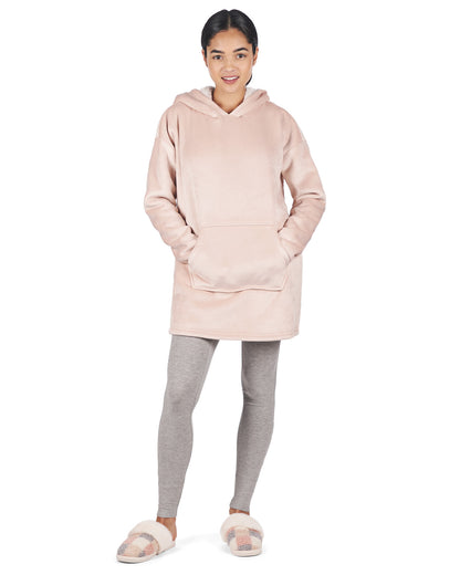 Women's Sherpa-Lined Soft Velour Hooded Lounge Top : Color: Blush