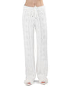 Women's Cable Knit Marshmallow Plush Drawstring Pants : Color: White