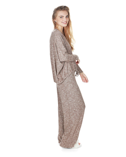 Women's Hacci Wide Leg Soft Lightweight Lounge Pants : Color: Pebble Brown