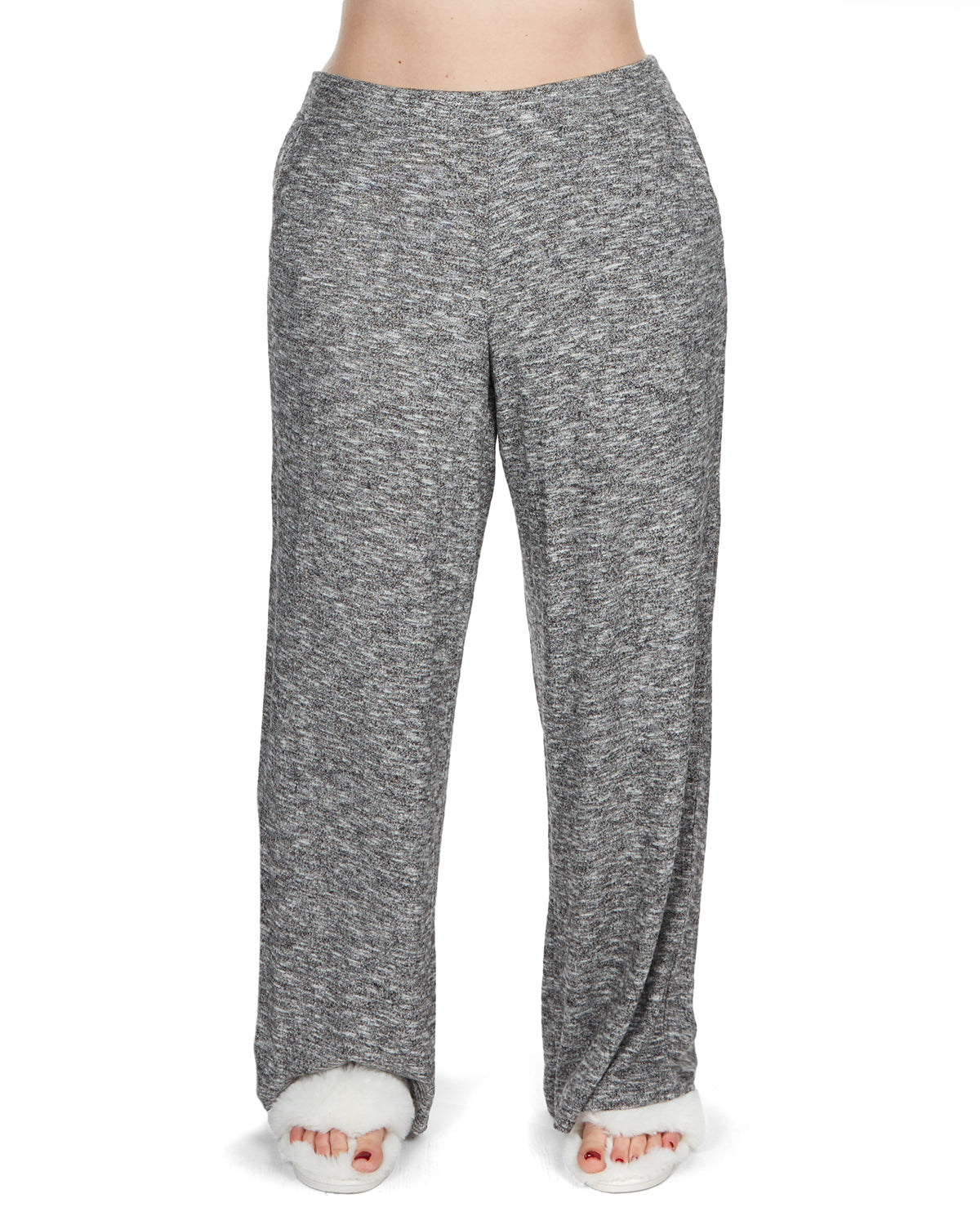 Women's Hacci Wide Leg Soft Lightweight Lounge Pants : Color: Black