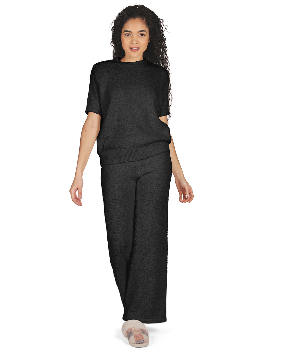 Women's Cozy Knit Ultra-Soft Solid Lounge Pants : Color: Black