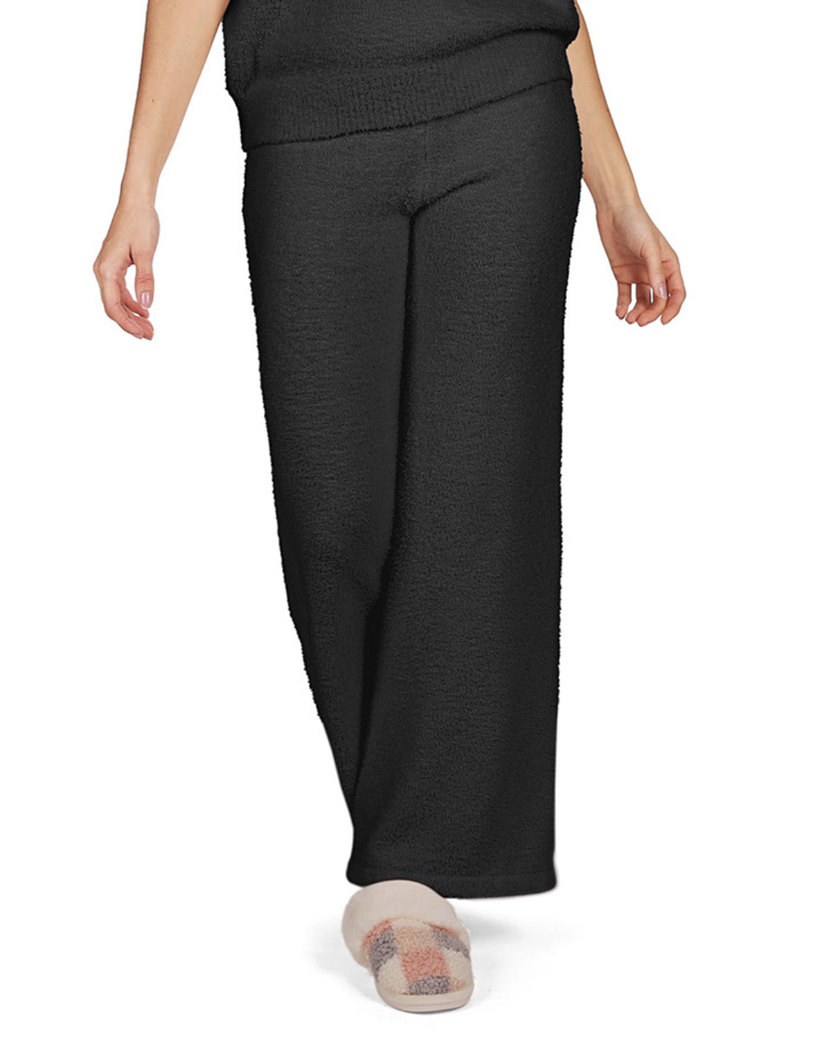Women's Cozy Knit Ultra-Soft Solid Lounge Pants : Color: Black