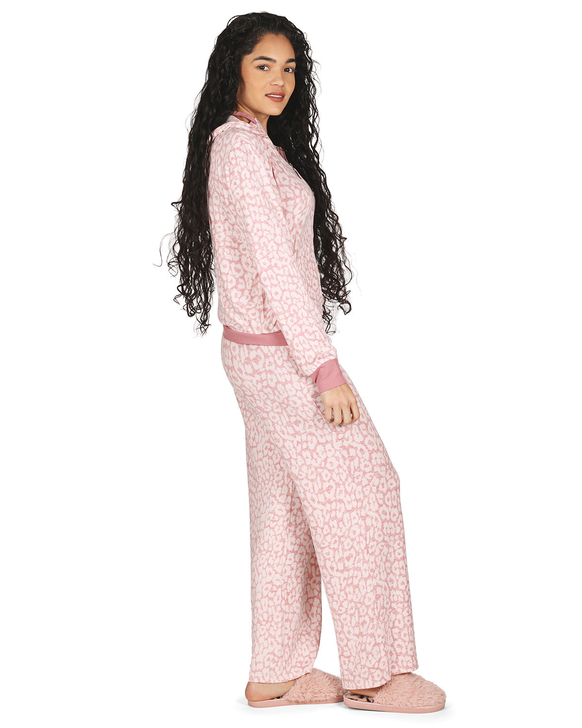 Women's Soft and Cozy Allover Leopard Print Lounge Pants : Color: Pink