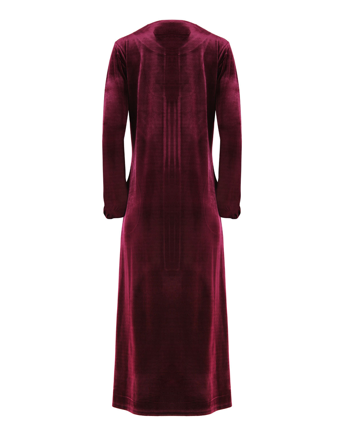Women's Velour Zippered Front Full Length Lounger Gown : Color: Burgendy