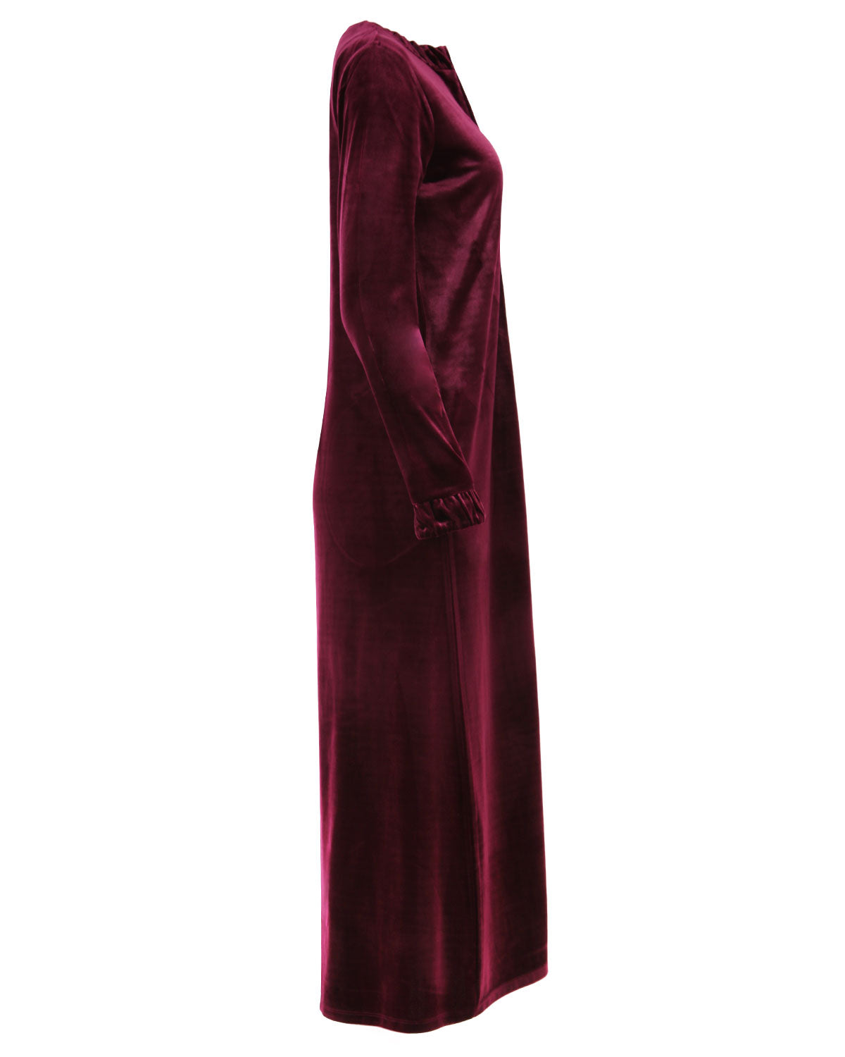 Women's Velour Zippered Front Full Length Lounger Gown : Color: Burgendy
