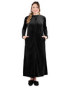 Women's Velour Zippered Front Full Length Lounger Gown : Color: Black