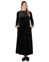 Women's Velour Ruched Neck Full Length Lounger Gown : Color: Black