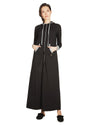 Women's Colorblock Cotton Blend Zippered Full Length Lounger Gown : Color: Black