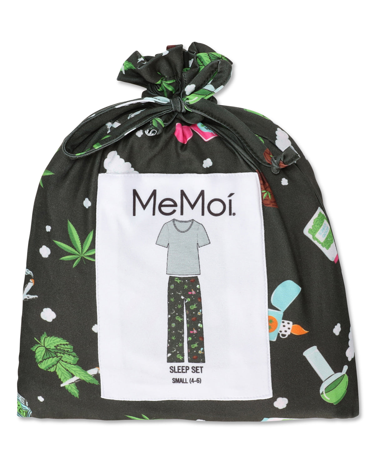 Men's Weed Two Piece PJ Set in a Bag : Color: Black